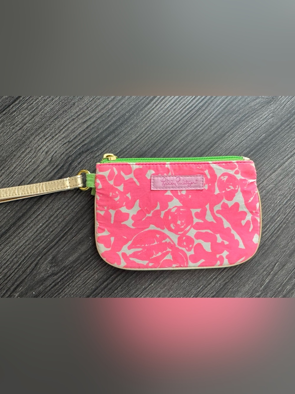 Lilly Pulitzer Pink Wristlet Mini WalletPouch Preppy Coastal Color Pop